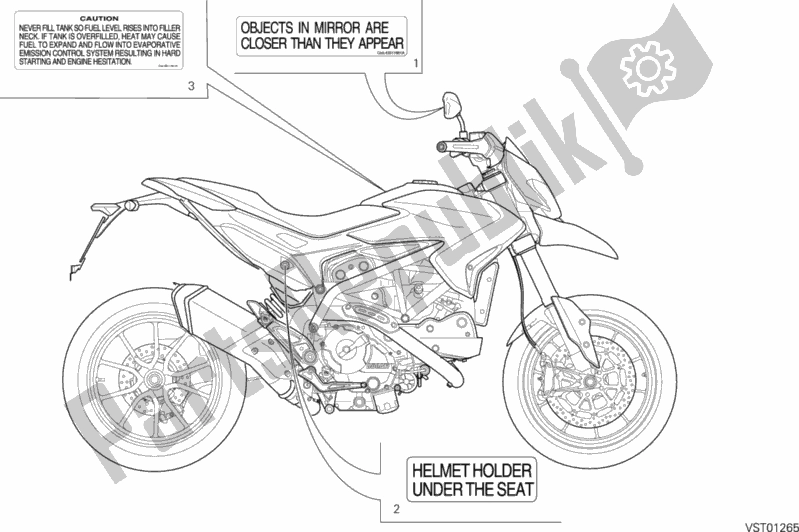 Todas as partes de Posizionamento Targhette do Ducati Hypermotard SP USA 821 2013